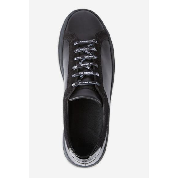 The Kooples Black Sneakers Unisex Leather Vinyl Size 7.5 US 38 EU NIB Low Tops - Picture 2 of 14